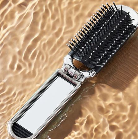 Brosse à cheveux avec miroir pliant